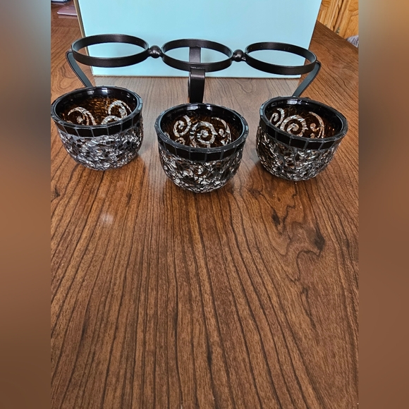 Retired Partylite Amaretto Swirl Trio Metal Candle Holder - Picture 5 of 6